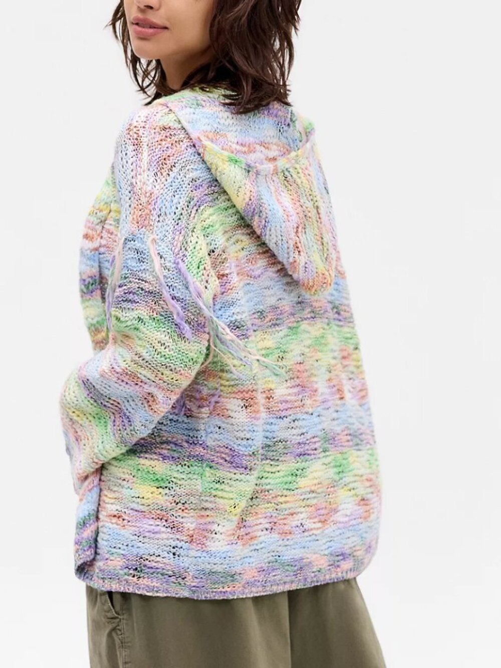 ✨ SALE Urban Outfitters Kimchi Blue Space-Dye Knit Fringed Hoodie Large - Picture 2 of 8